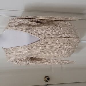 Essentials by Full Tilt Oatmeal Colored Button Front Loose Knit Cardigan Sweater